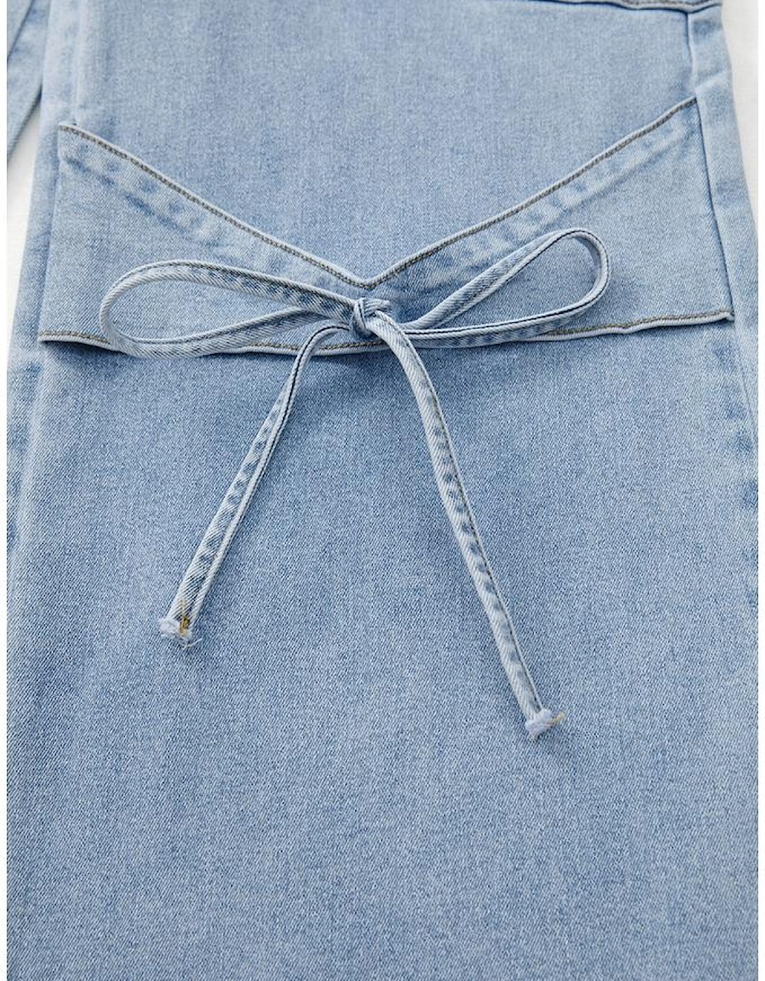 Beau Blue Bowknot Decor Boyfriend Cargo Jeans