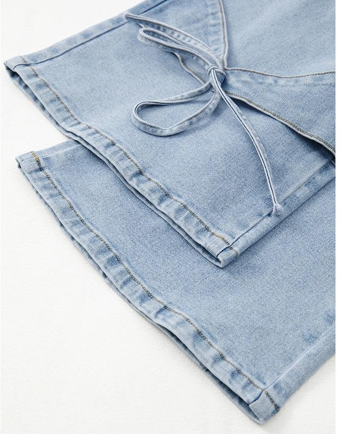 Beau Blue Bowknot Decor Boyfriend Cargo Jeans