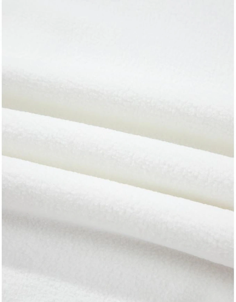 White Exposed Seam Chest Pocket Knit Pullover Sweatshirt