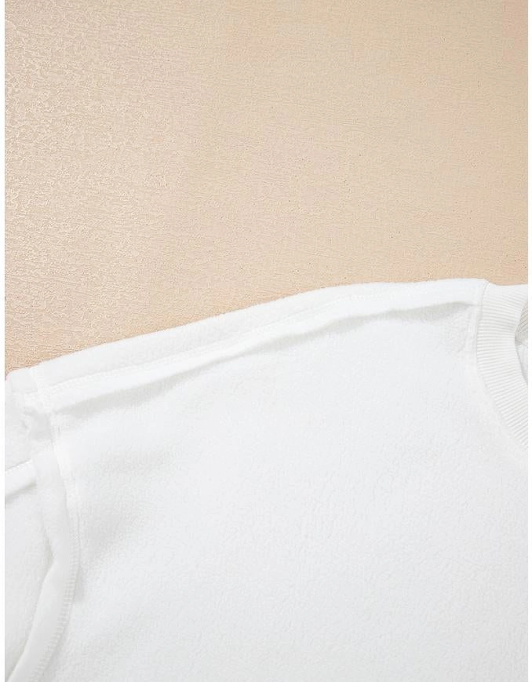 White Exposed Seam Chest Pocket Knit Pullover Sweatshirt