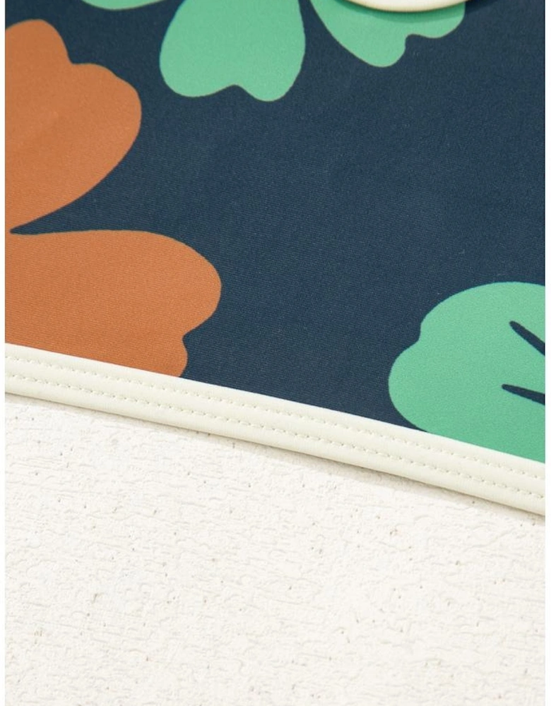 Blue Flower Zip up Racerback High Waisted Bikini