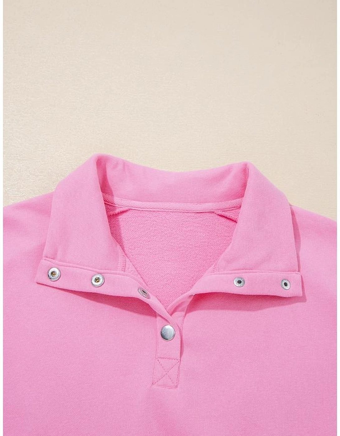 Bonbon Embroidered Flower Patchwork Snap Buttons Pullover Sweatshirt