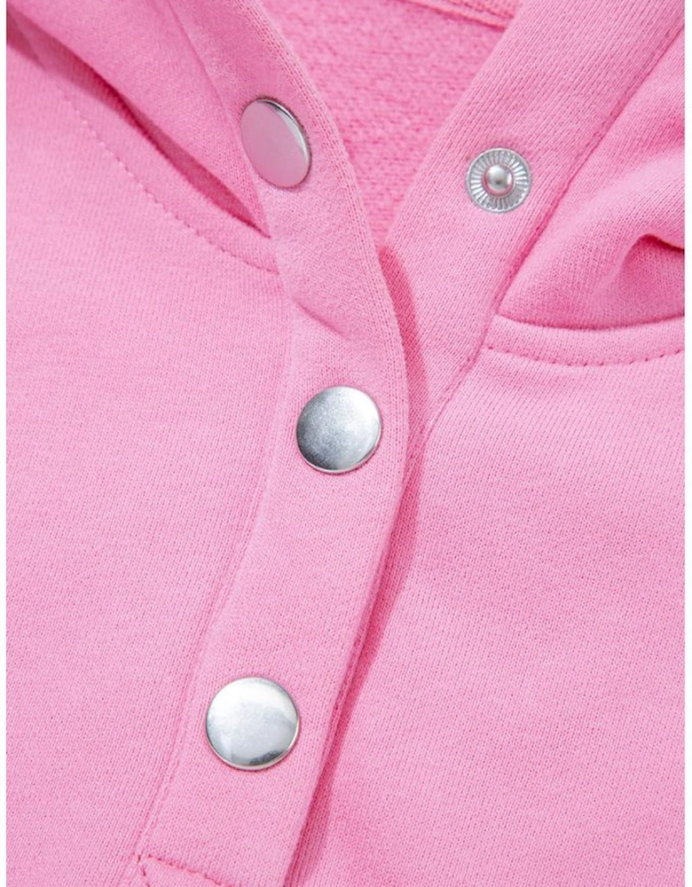 Bonbon Embroidered Flower Patchwork Snap Buttons Pullover Sweatshirt