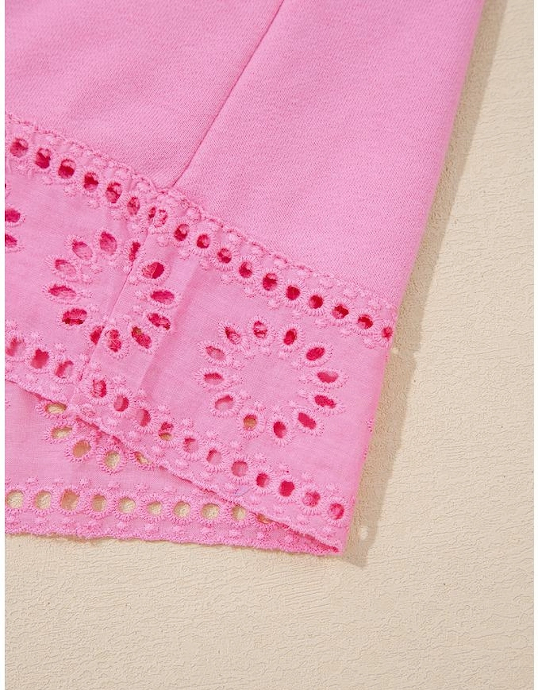 Bonbon Embroidered Flower Patchwork Snap Buttons Pullover Sweatshirt