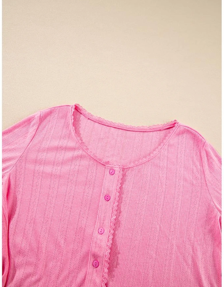 Bonbon Delicate Texture Cropped Cami Shorts and Cardigan 3pcs Lounge Set