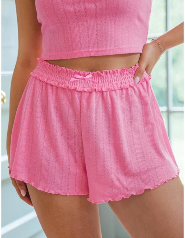 Bonbon Delicate Texture Cropped Cami Shorts and Cardigan 3pcs Lounge Set