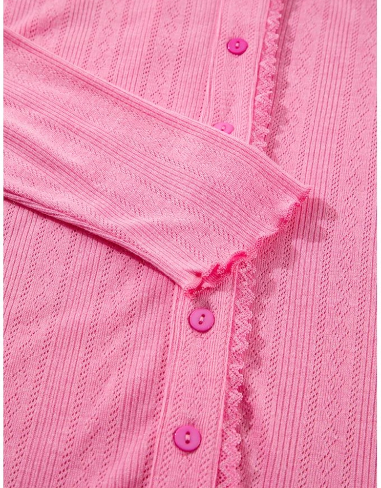 Bonbon Delicate Texture Cropped Cami Shorts and Cardigan 3pcs Lounge Set