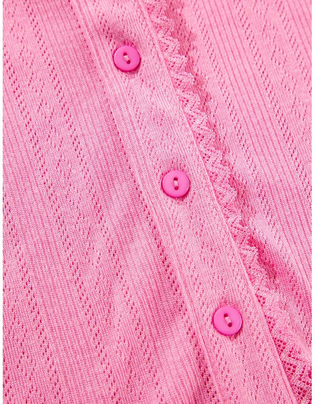 Bonbon Delicate Texture Cropped Cami Shorts and Cardigan 3pcs Lounge Set