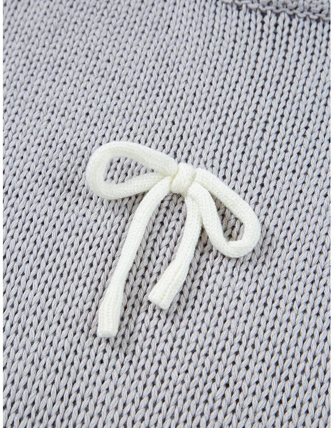Light Grey Bowknot Applique Cap Sleeve Sweater