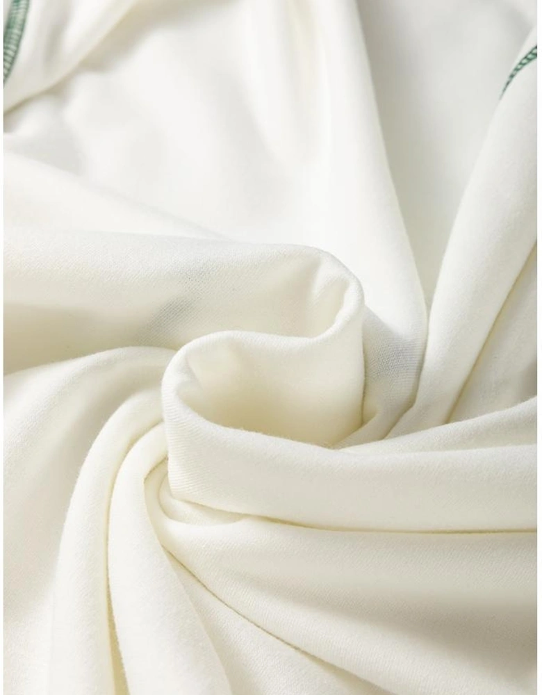 White Stripe Colorblock Sleeve Exposed Seam Fake-2-Piece Sweatshirt