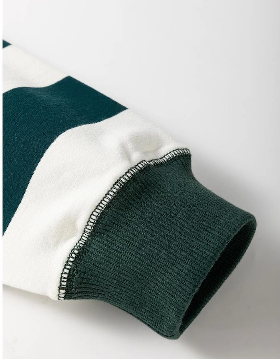 White Stripe Colorblock Sleeve Exposed Seam Fake-2-Piece Sweatshirt