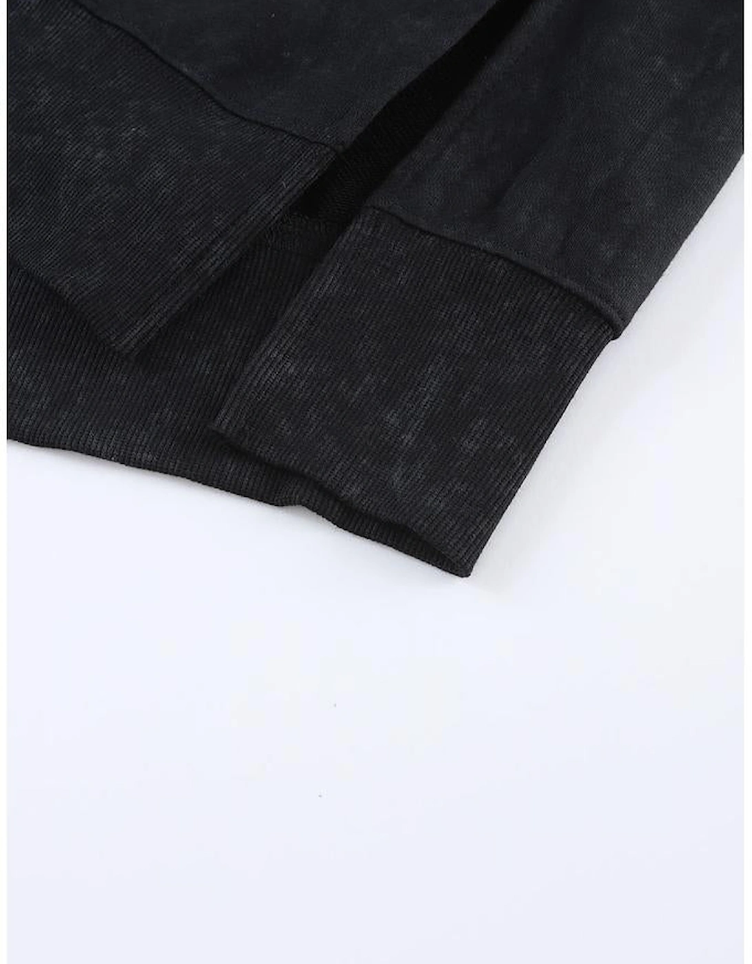 Black Drop Shoulder Ribbed Trim Oversized Sweatshirt