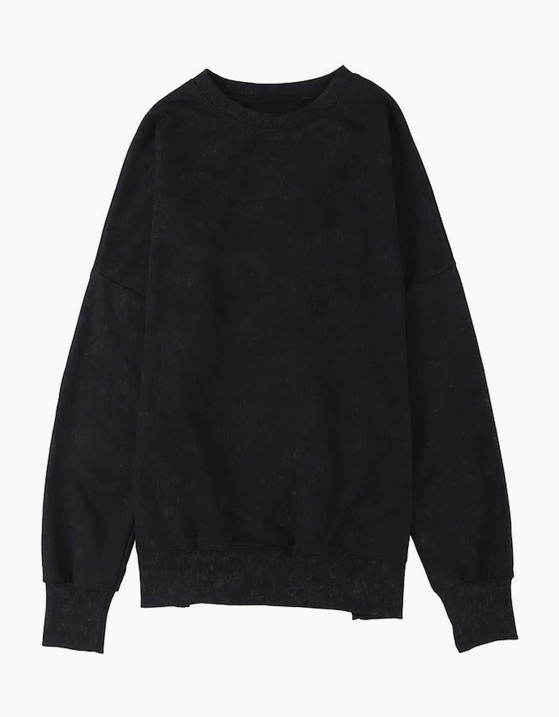 Black Drop Shoulder Ribbed Trim Oversized Sweatshirt