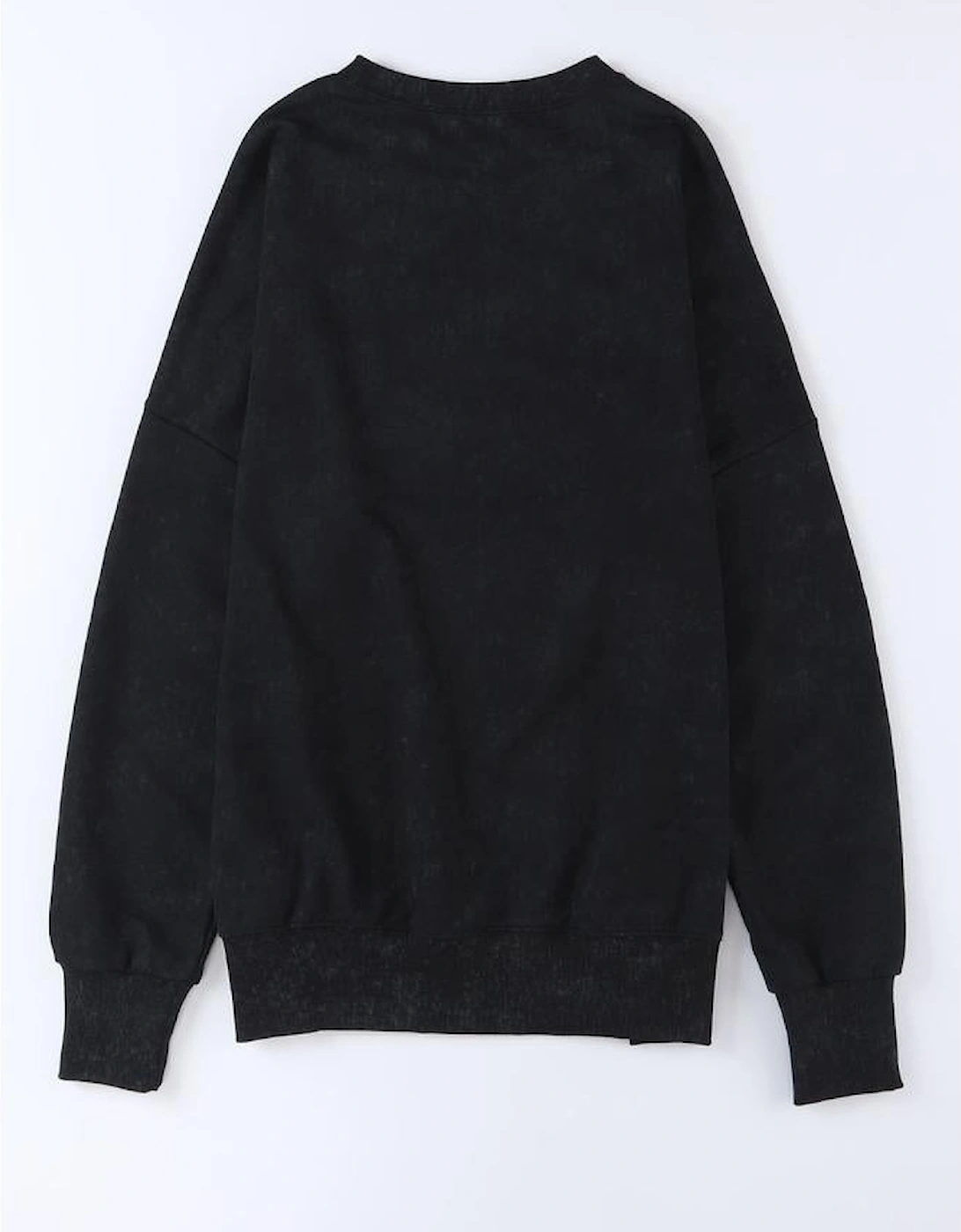 Black Drop Shoulder Ribbed Trim Oversized Sweatshirt