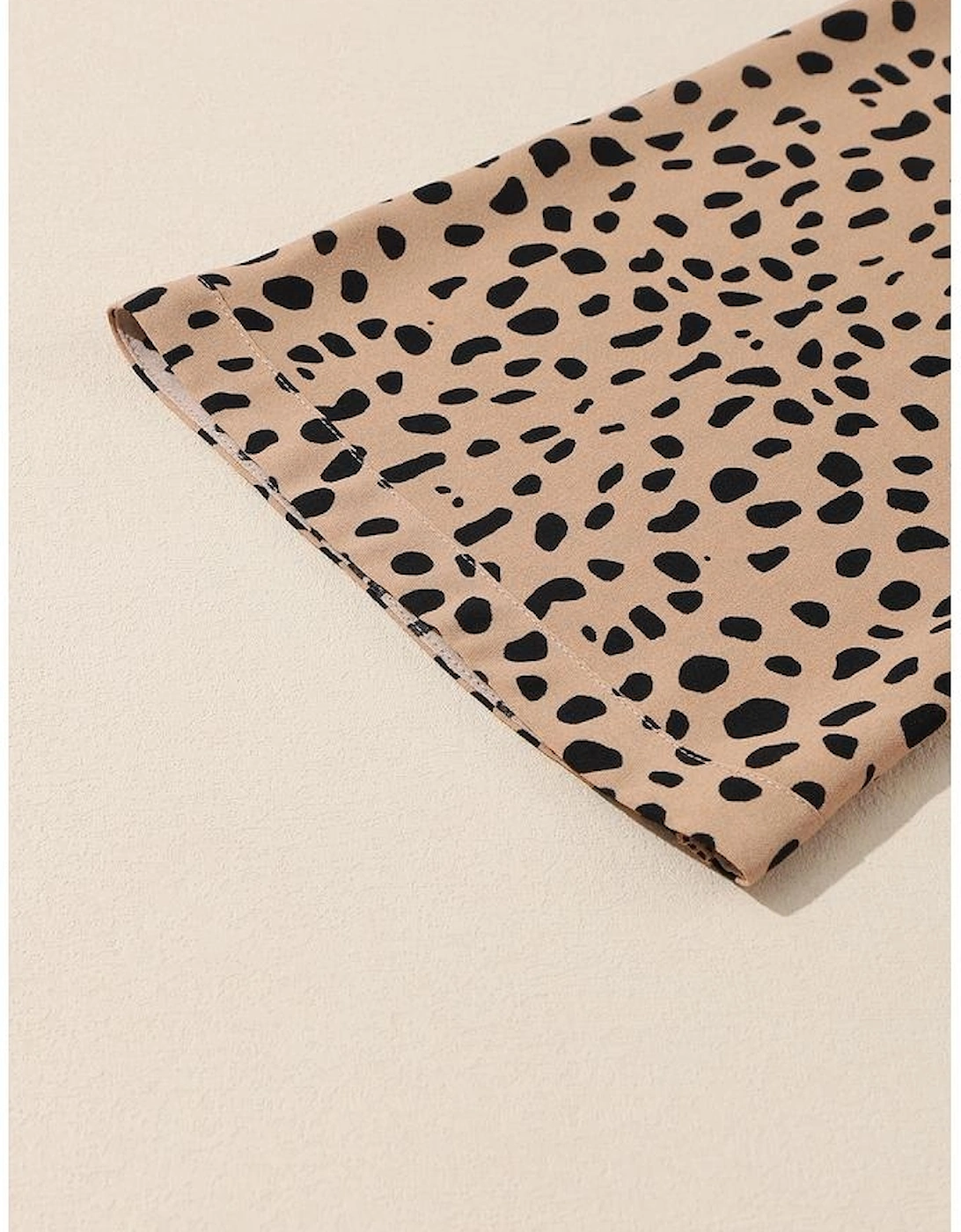 Khaki Leopard Contrast Half Button Casual Blouse