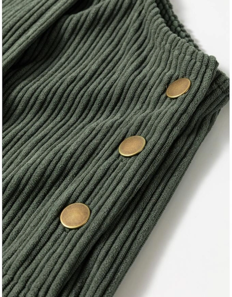 Jungle Green Plus Size Corduroy Pocketed Wide Leg Overall