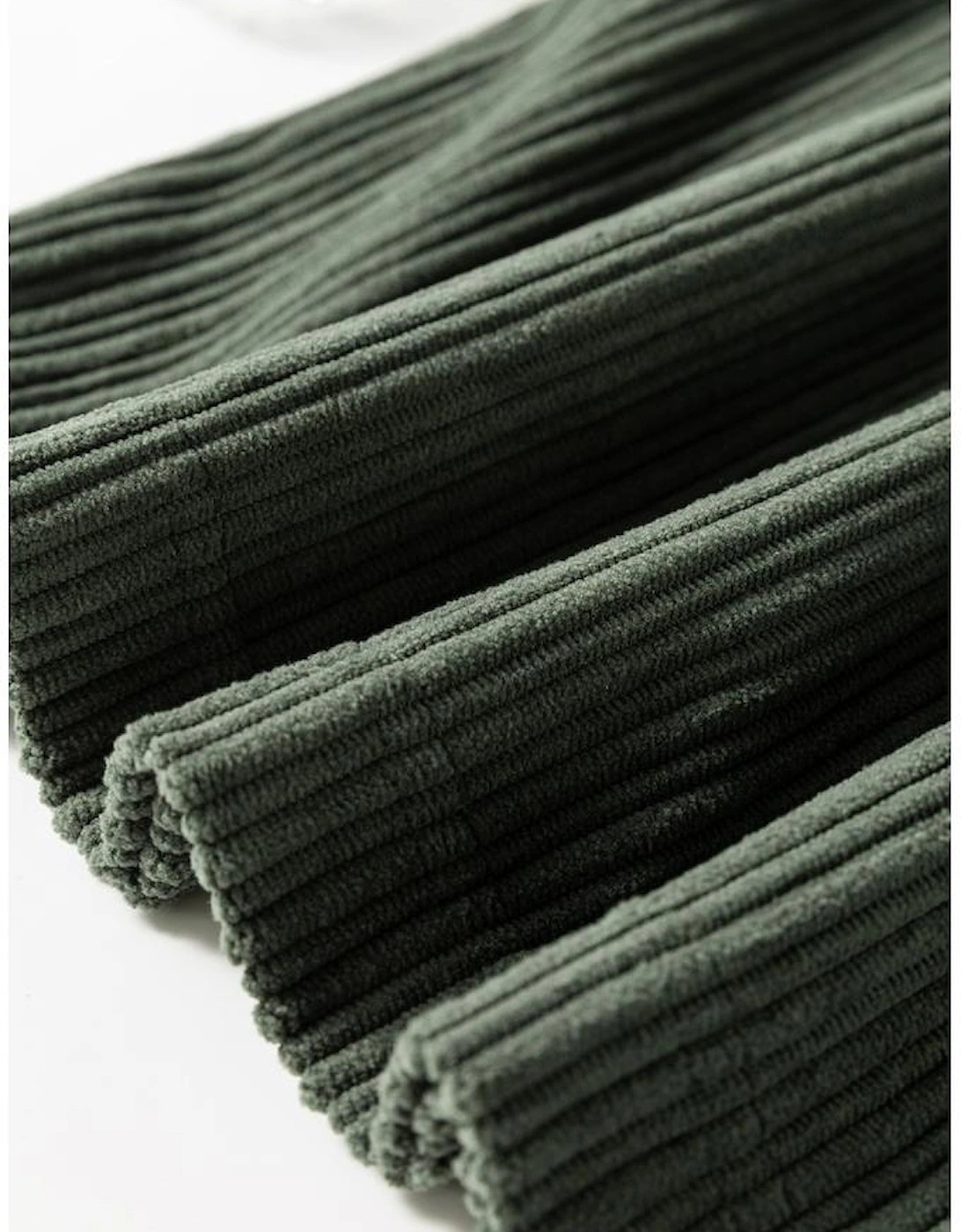 Jungle Green Plus Size Corduroy Pocketed Wide Leg Overall