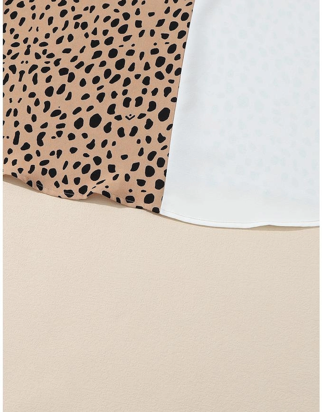 Khaki Leopard Contrast Half Button Casual Blouse