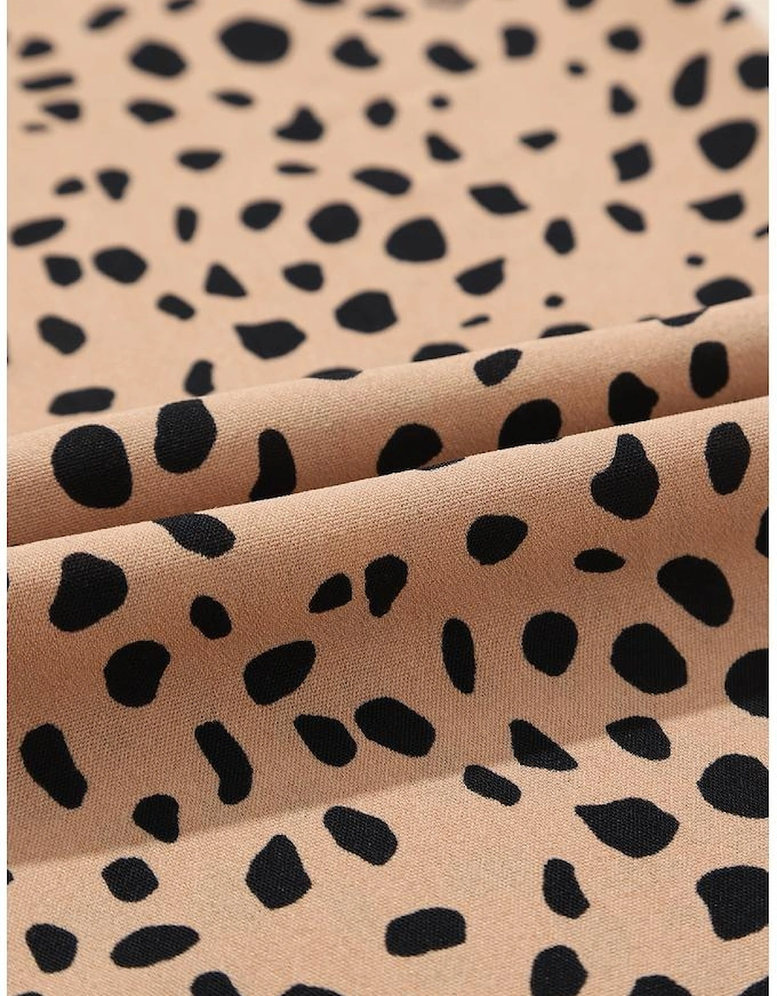 Khaki Leopard Contrast Half Button Casual Blouse