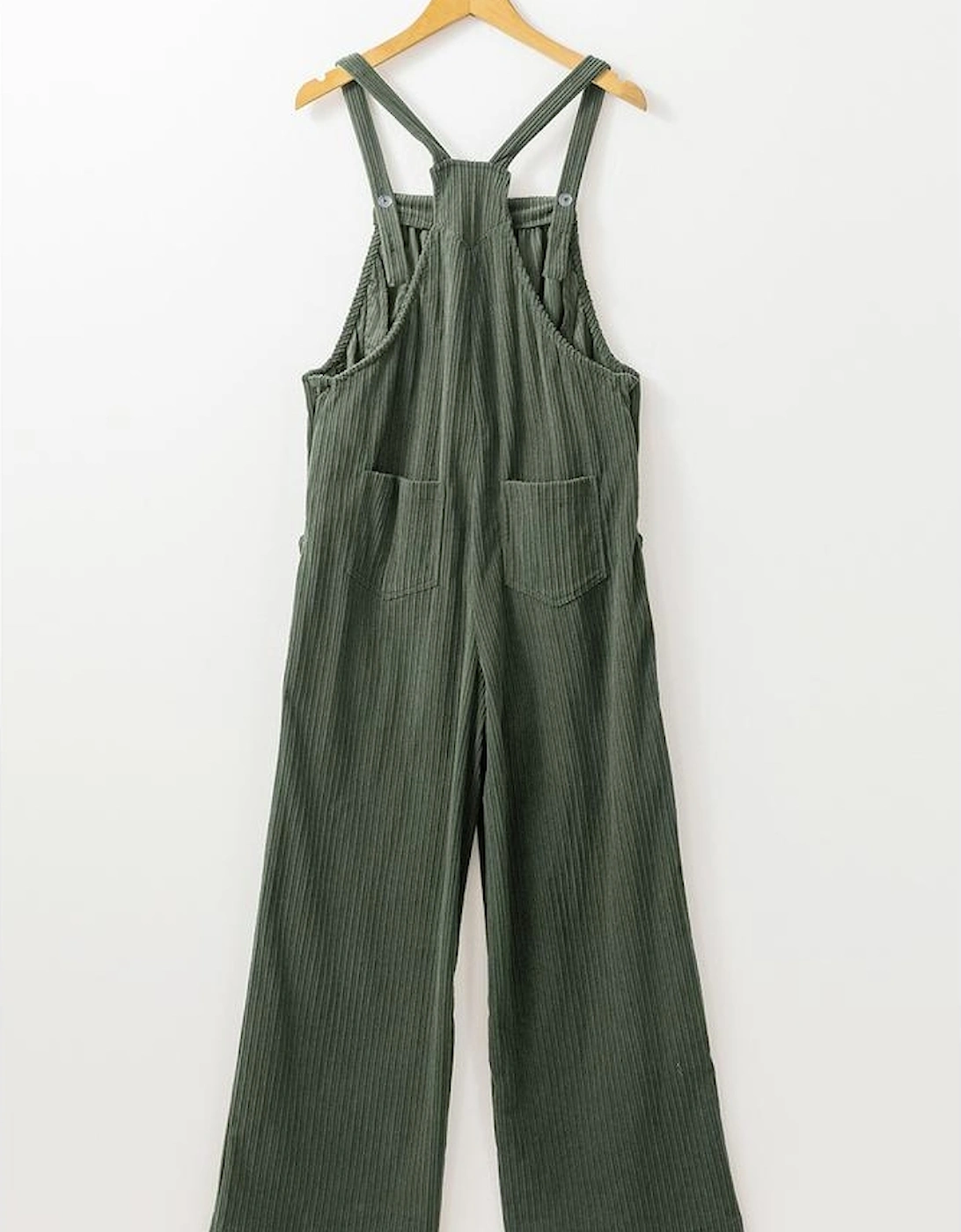 Jungle Green Plus Size Corduroy Pocketed Wide Leg Overall