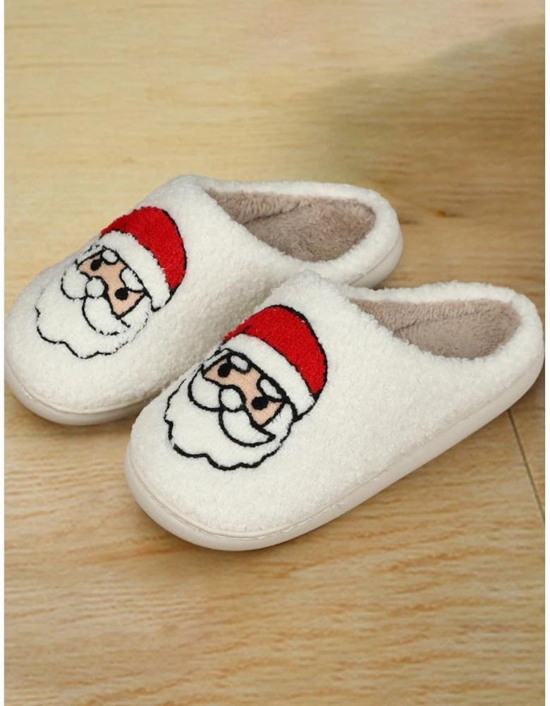 Azura Exchange White Christmas Santa Clause Graphic Plush Slippers