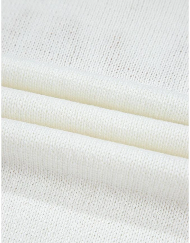 White Knitted YEEHAW Stitch Edge Crew Neck Sweater T Shirt