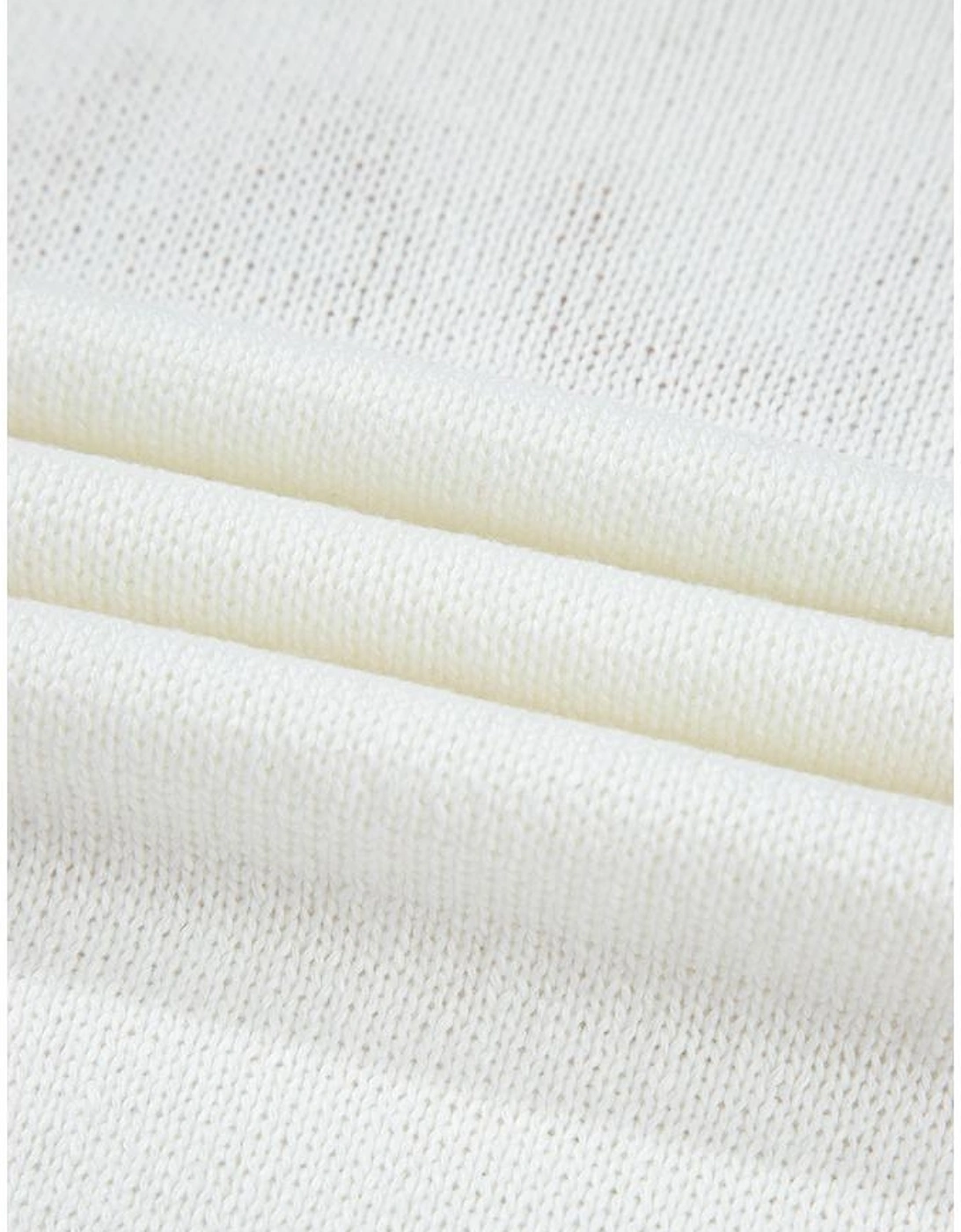 White Knitted YEEHAW Stitch Edge Crew Neck Sweater T Shirt