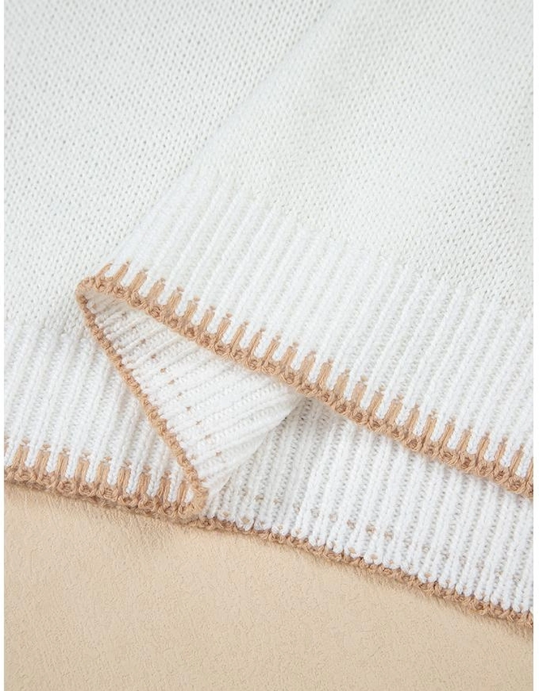 White Knitted YEEHAW Stitch Edge Crew Neck Sweater T Shirt