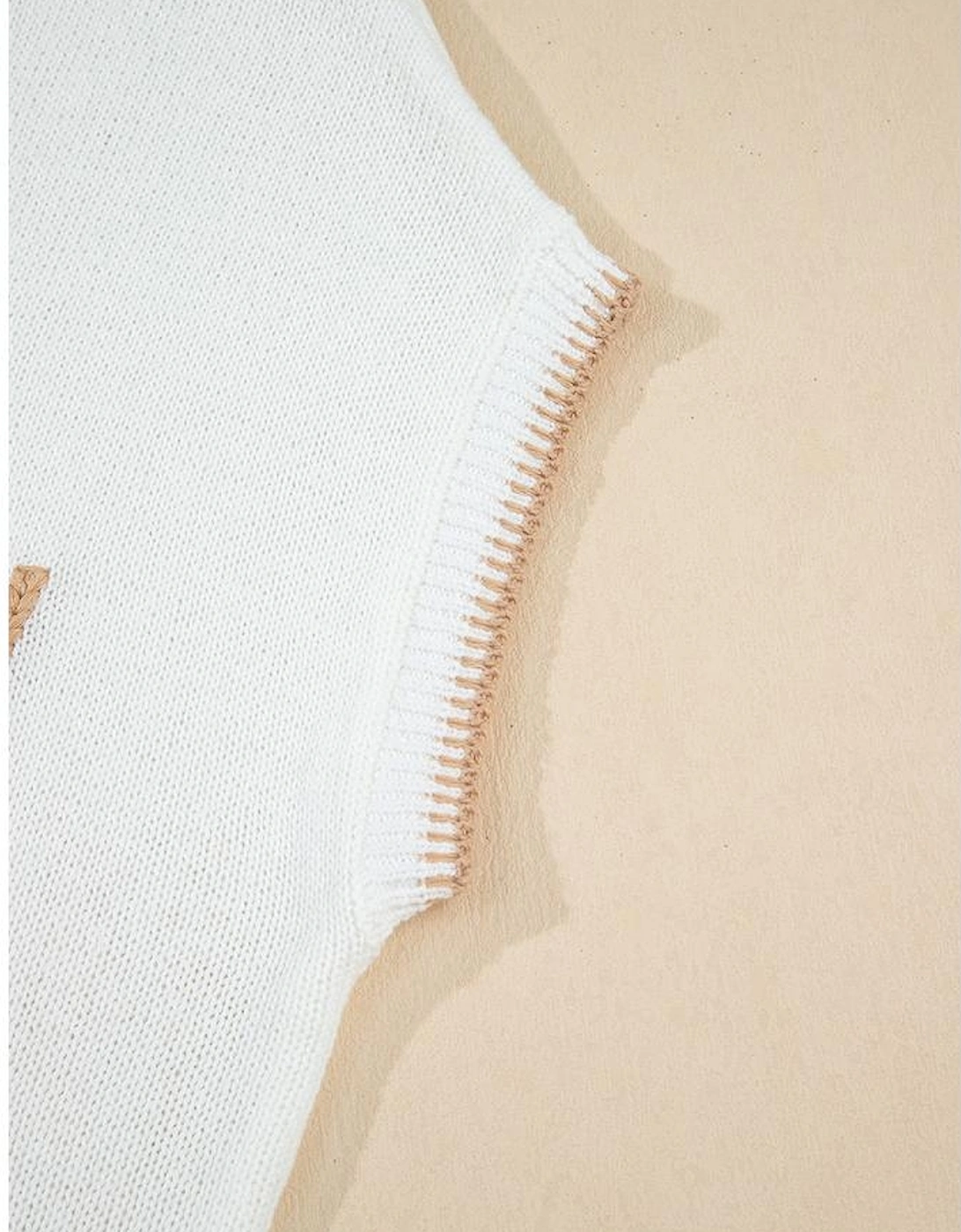 White Knitted YEEHAW Stitch Edge Crew Neck Sweater T Shirt