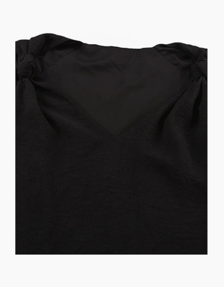 Black V Neck Knotted Shoulder Vest