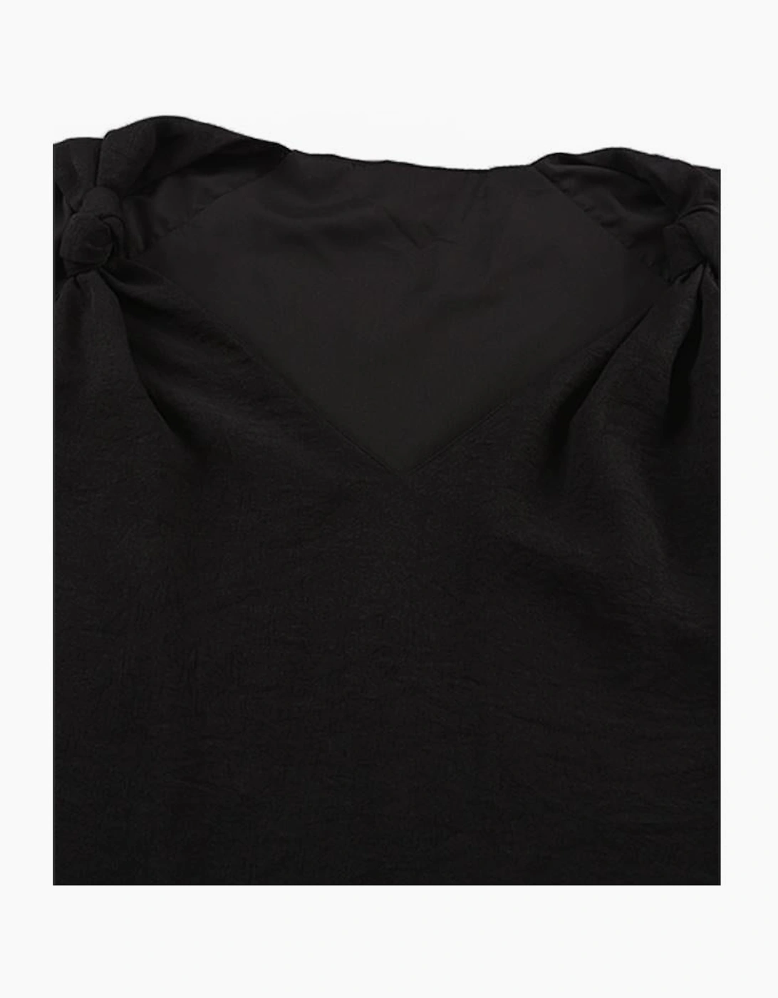 Black V Neck Knotted Shoulder Vest