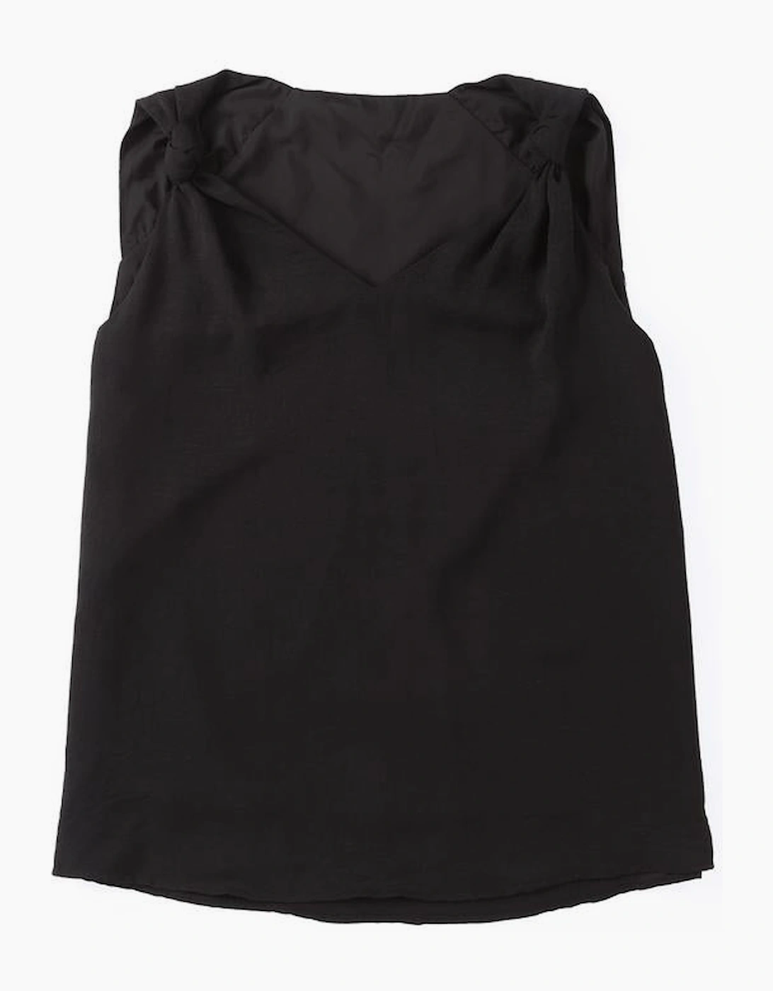 Black V Neck Knotted Shoulder Vest