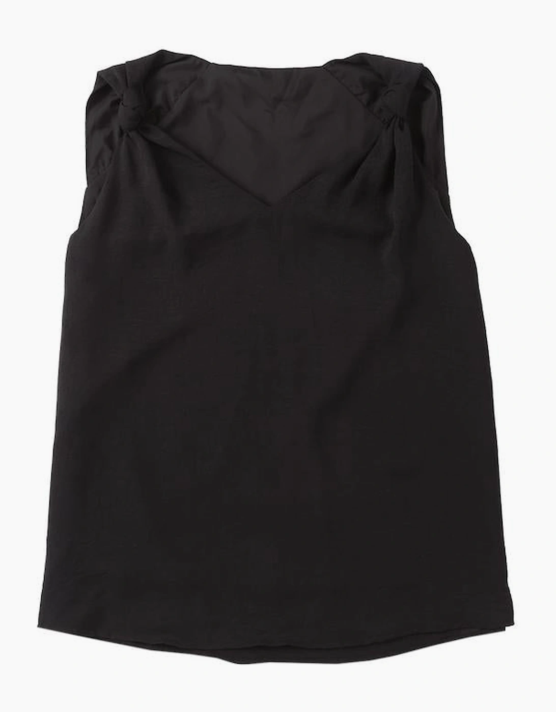 Black V Neck Knotted Shoulder Vest
