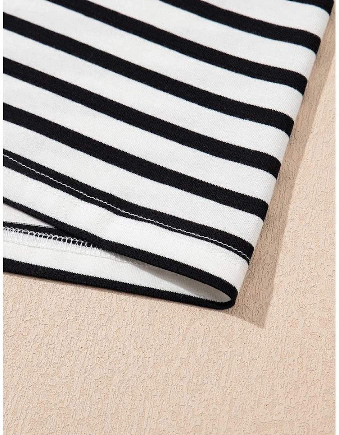 Black Stripe Contrast V Neck Collared Puff Sleeve T Shirt Mini Dress with Pockets