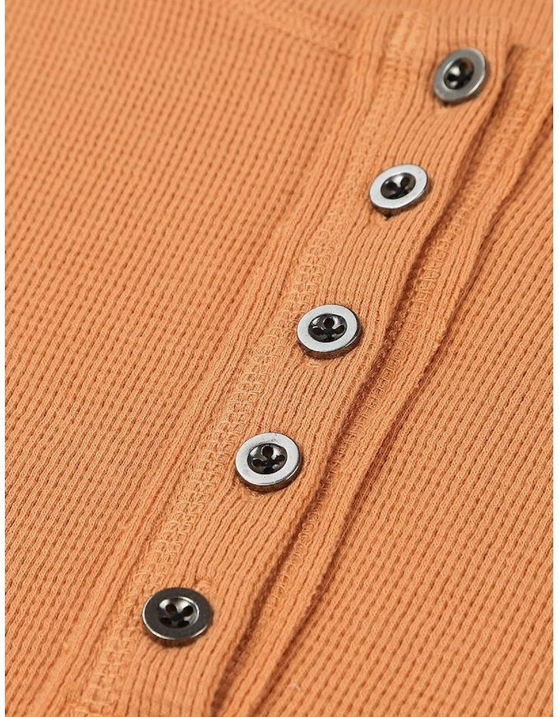 Orange Waffle Knit Henley Top