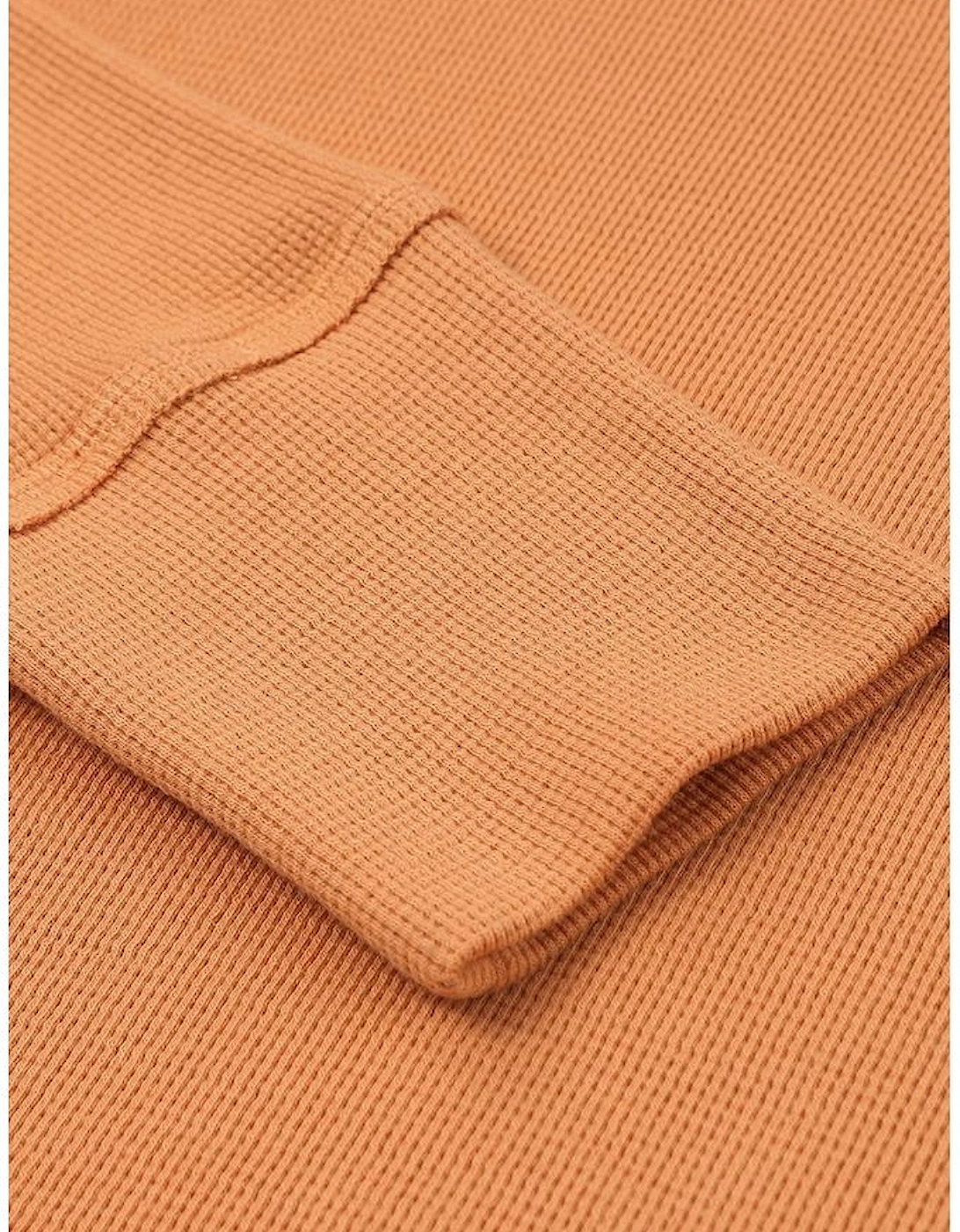 Orange Waffle Knit Henley Top
