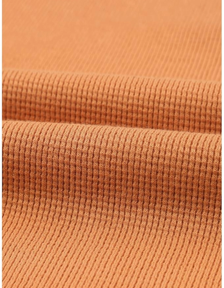 Orange Waffle Knit Henley Top