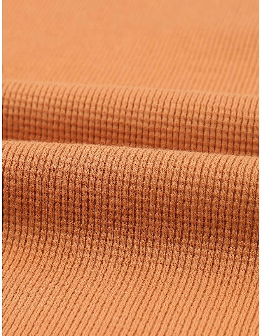 Orange Waffle Knit Henley Top