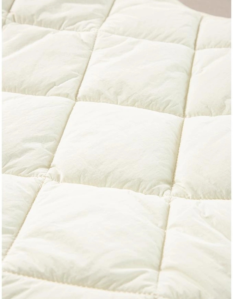 Beige Quilted High Neck Button Up Pocket Vest Coat