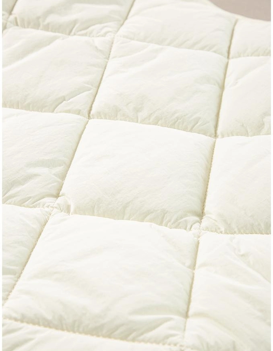 Beige Quilted High Neck Button Up Pocket Vest Coat, 16 of 15