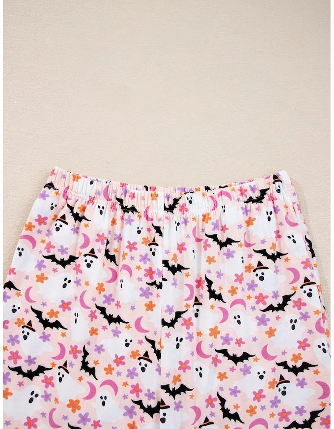 Pink Halloween Eve Haunted Honey Bat Print Pajama Set