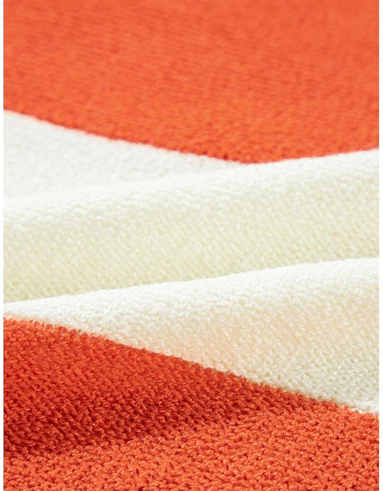 Orange Stripe Loose Color Block Drop Shoulder Bubble Sleeve Sweater