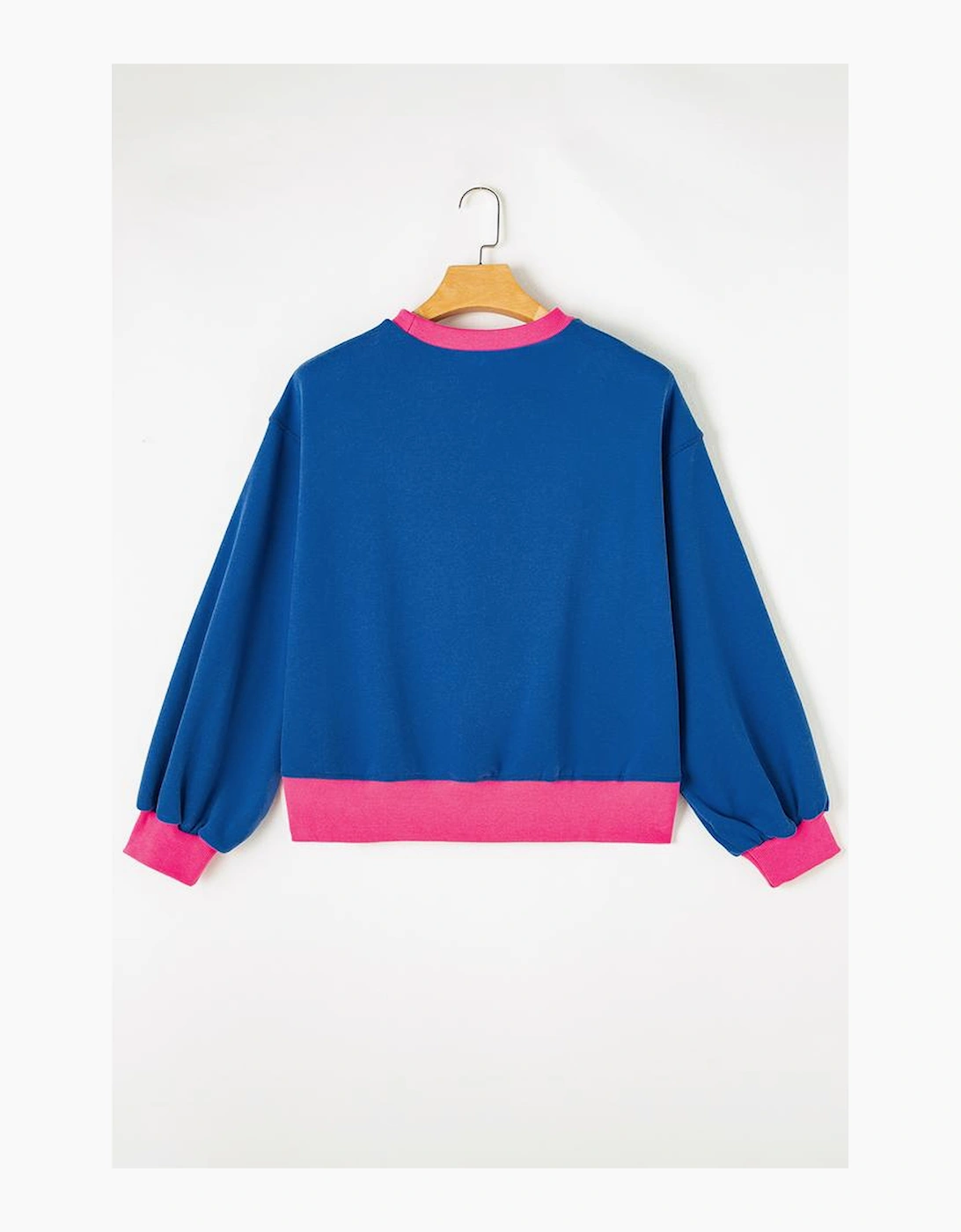 Blue Rugby Bowknot Graphic Game Day Contrast Trim Drop Shoulder Casual Sweatshirt