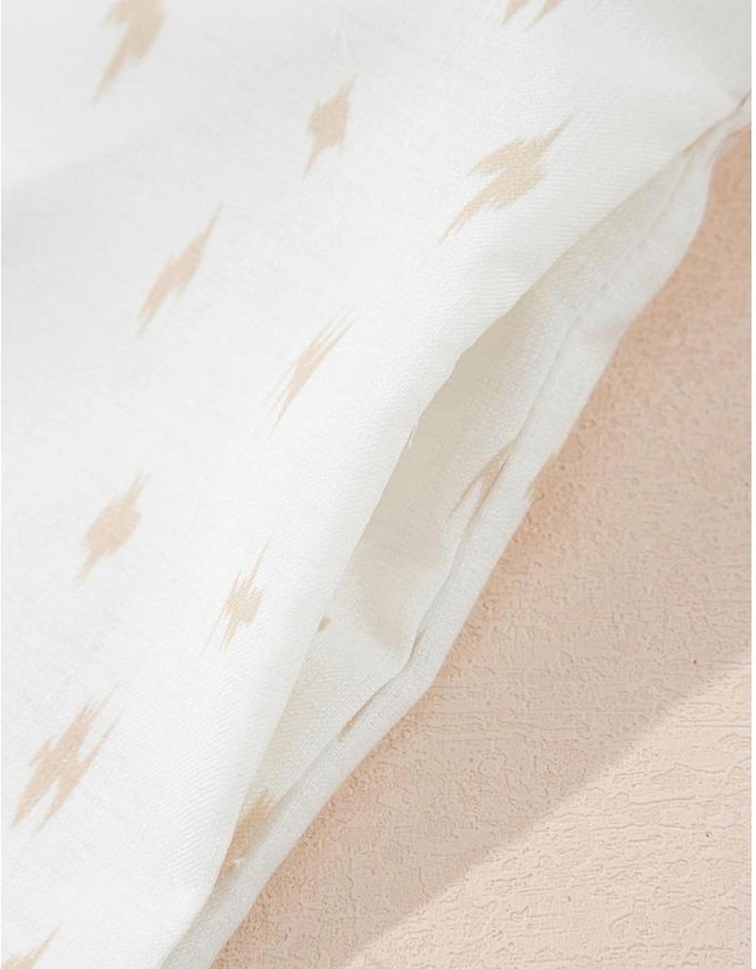 Beige Western Aztec Print Pleated Square Neck Loose Mini Dress