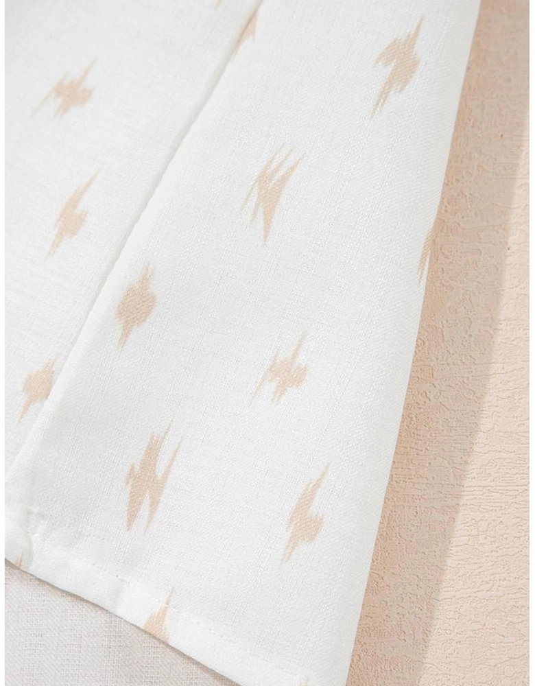 Beige Western Aztec Print Pleated Square Neck Loose Mini Dress