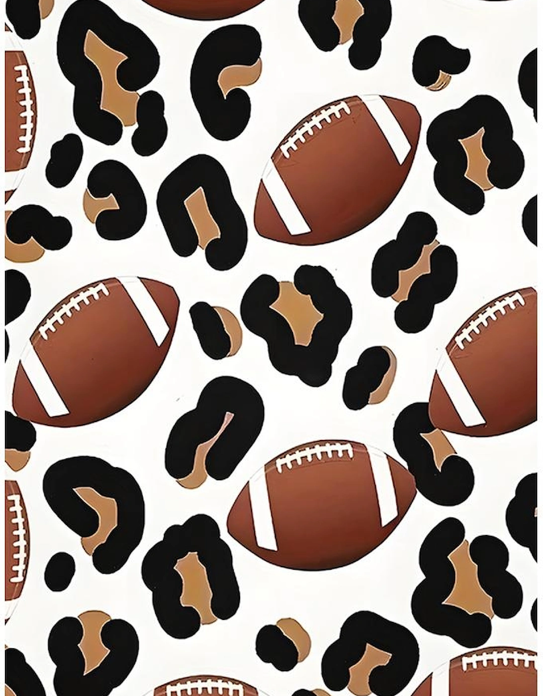 White Leopard & Rugby Print Flannel Blanket 130*150cm