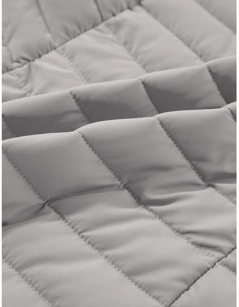 Silvery Plush Collared Quilted Zipped Puffer Vest