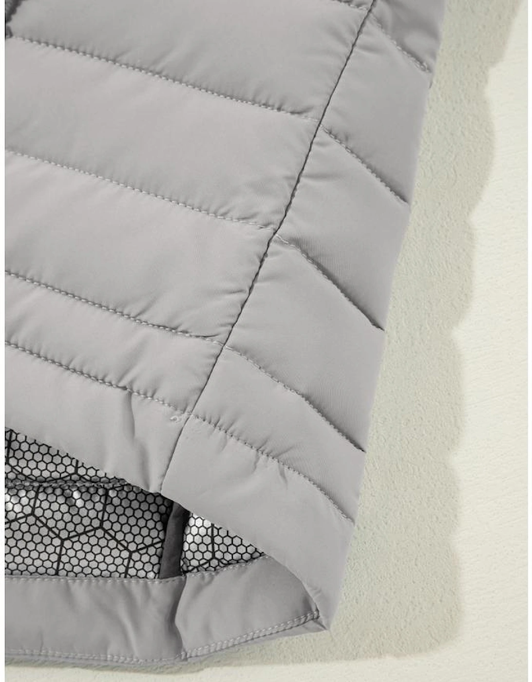 Silvery Plush Collared Quilted Zipped Puffer Vest