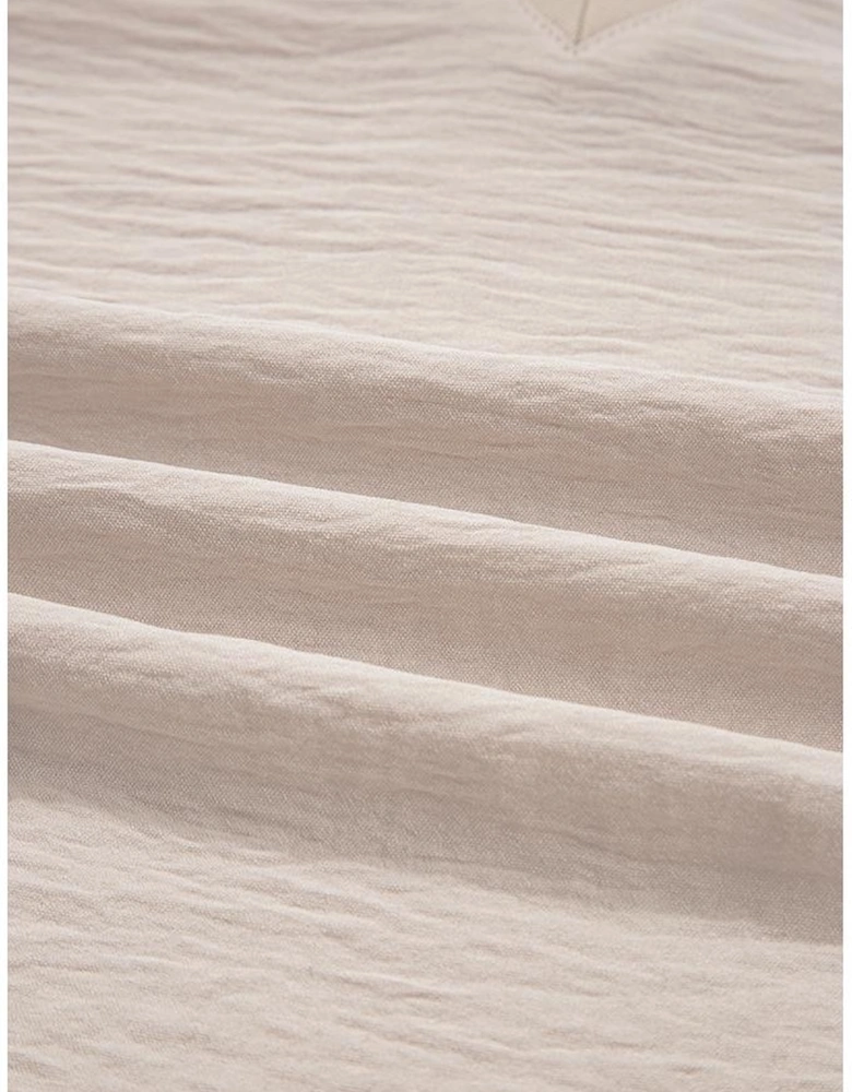 Jet Stream Contrast Scallop Trim V Neck Long Sleeve Blouse