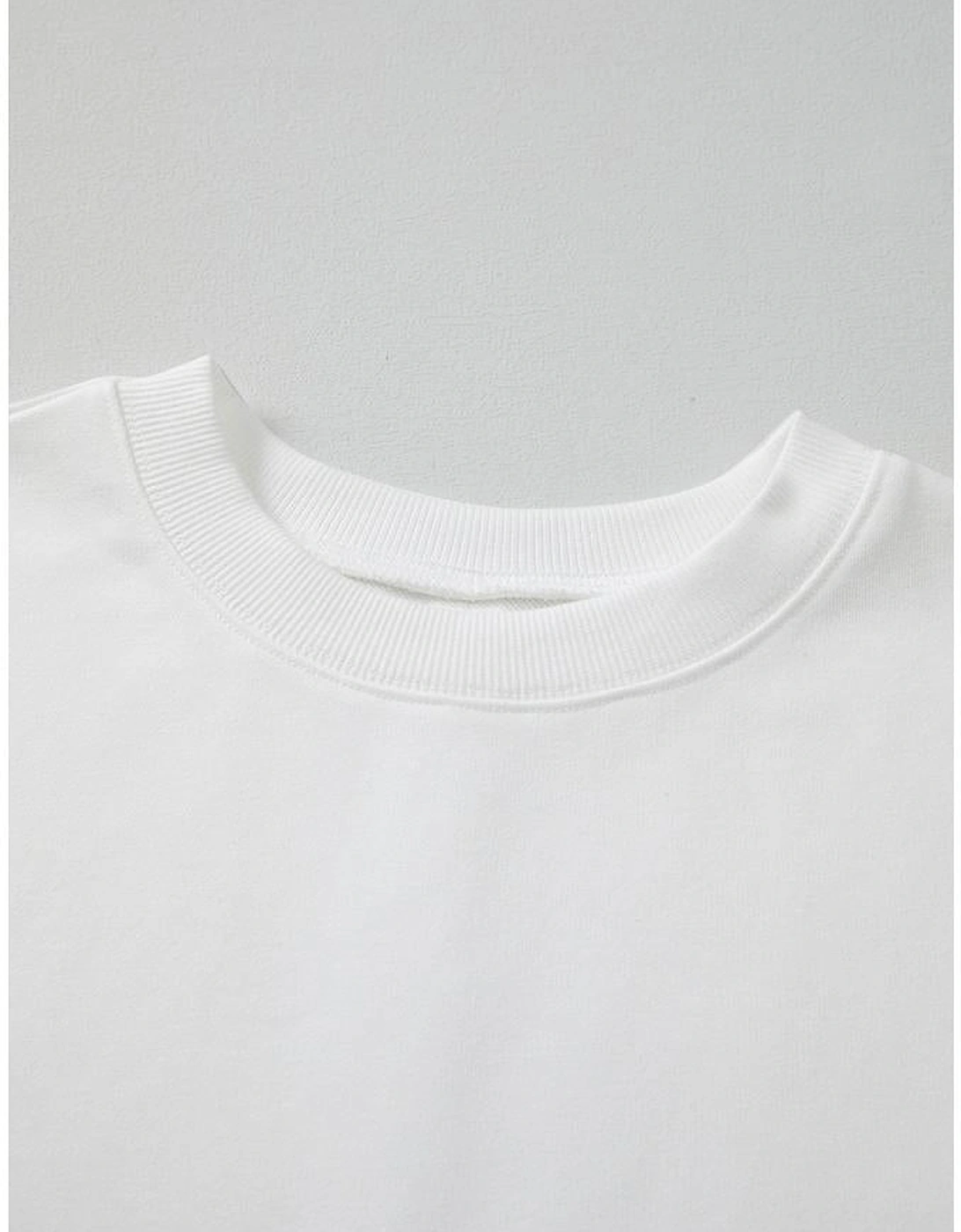 White Floral Dotted Mixed Print Patchwork Sleeve High Low Casual Sweatshirt